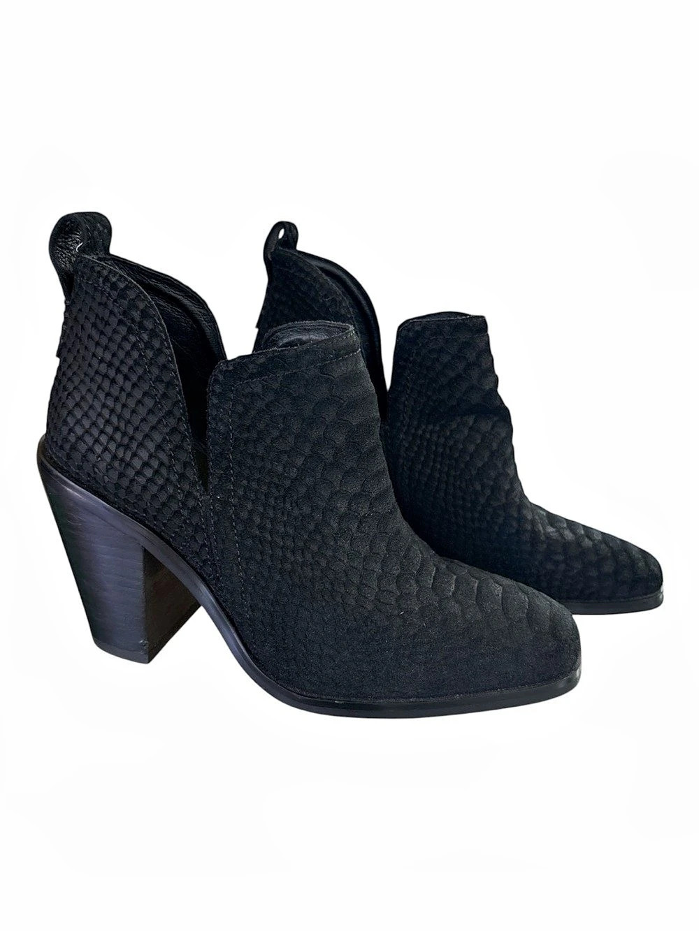 Jeffrey Campbell Cromwell Black Textured Heeled Ankle Boots size 7.5